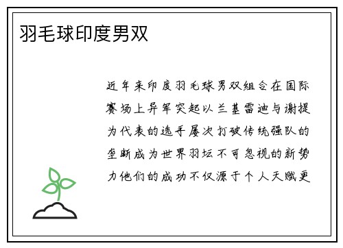 羽毛球印度男双